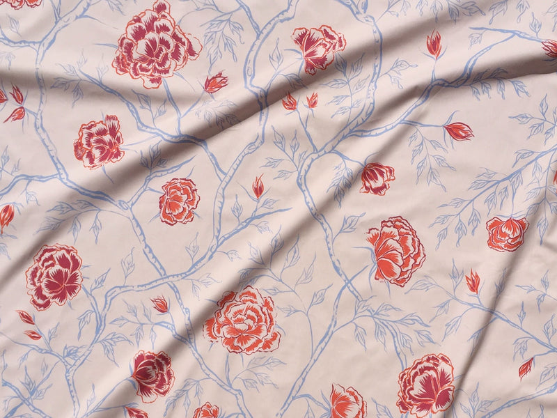 Peony Forest Fabric in Rose