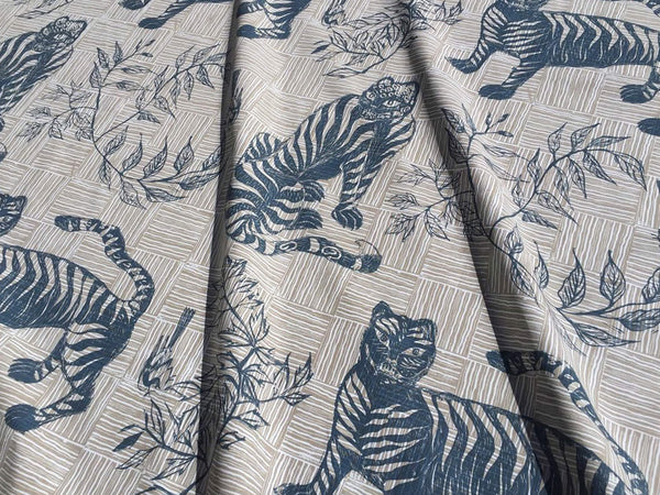 Tiger & Magpie Fabric in Deep Blue