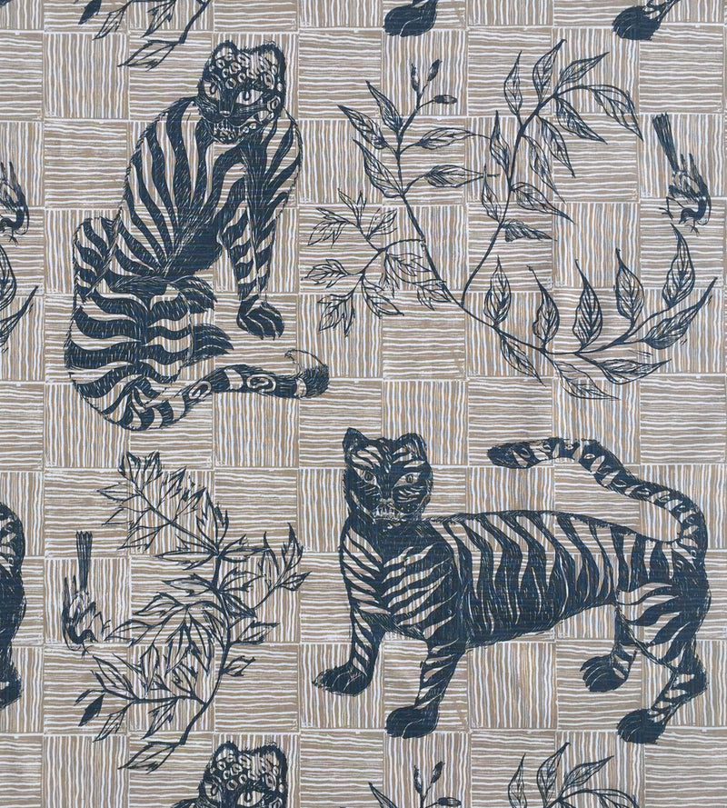Tiger & Magpie Fabric in Deep Blue