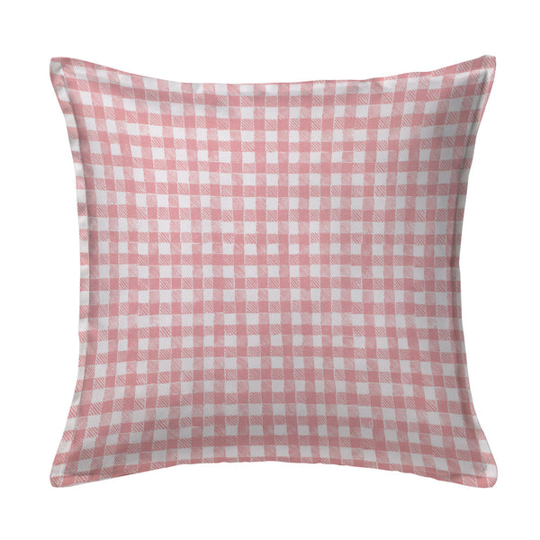 Block Print Gingham Pillow in Pink