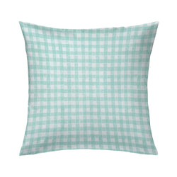 Block Print Gingham Pillow in Celadon