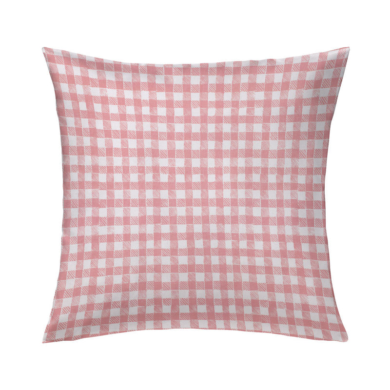 Block Print Gingham Pillow in Pink
