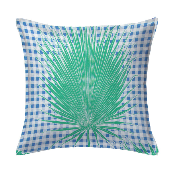 Gingham Jungle Pillow in Blue Chip Day