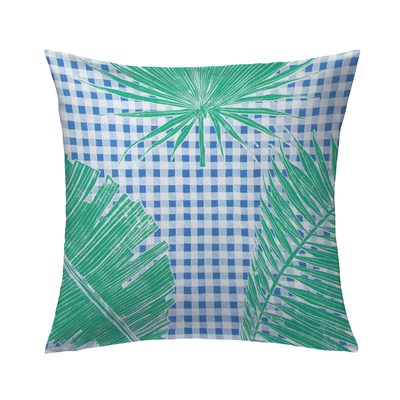 Gingham Jungle Pillow in Blue Chip Day