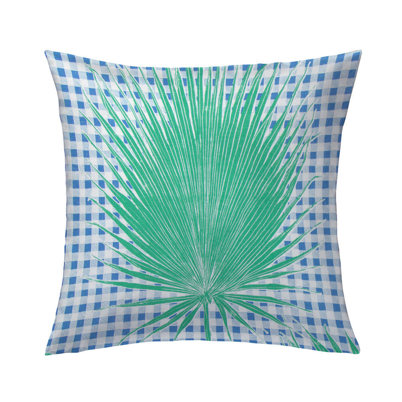 Gingham Jungle Pillow in Blue Chip Day