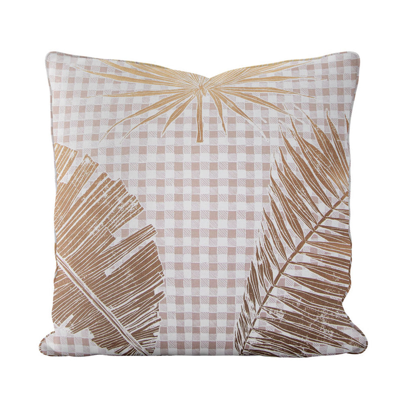 Gingham Jungle Pillow in Gold