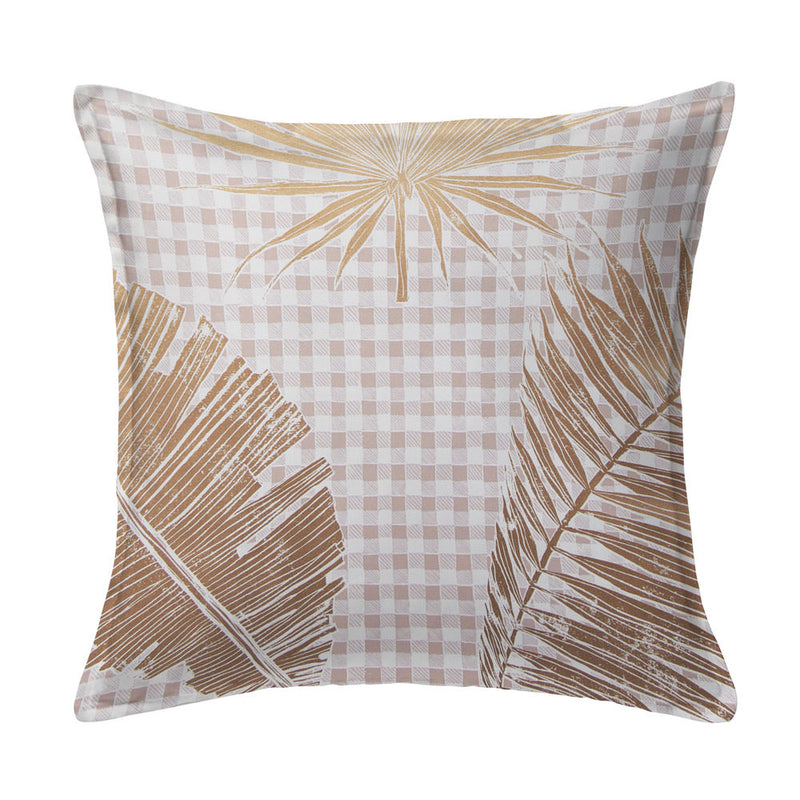 Gingham Jungle Pillow in Gold