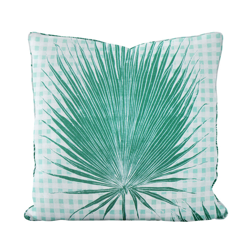 Gingham Jungle Pillow in Jade