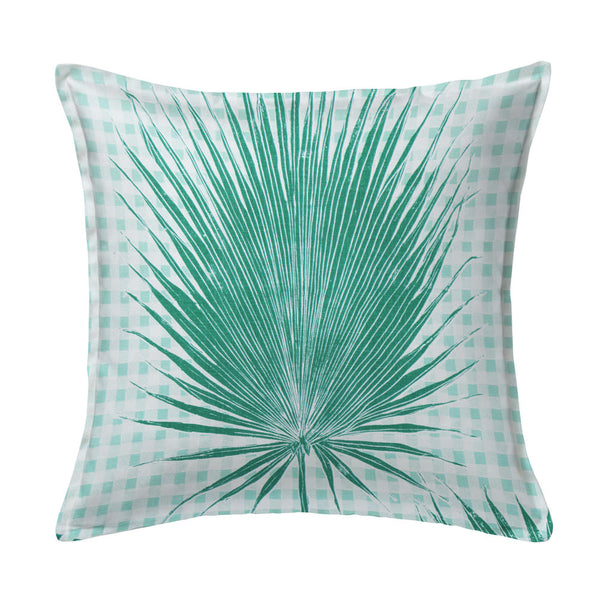 Gingham Jungle Pillow in Jade