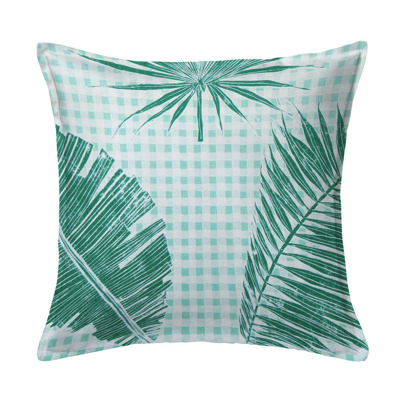 Gingham Jungle Pillow in Jade