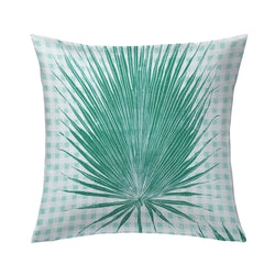 Gingham Jungle Pillow in Jade