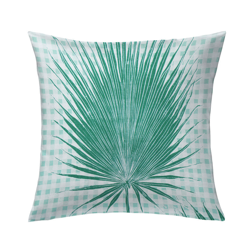 Gingham Jungle Pillow in Jade