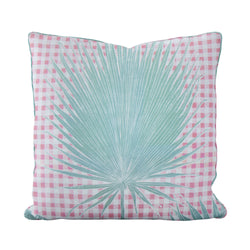 Gingham Jungle Pillow in Pink Sage
