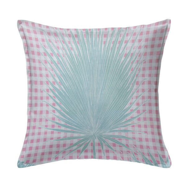 Gingham Jungle Pillow in Pink Sage