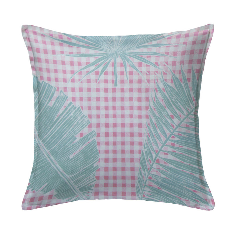 Gingham Jungle Pillow in Pink Sage