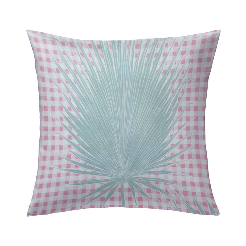 Gingham Jungle Pillow in Pink Sage