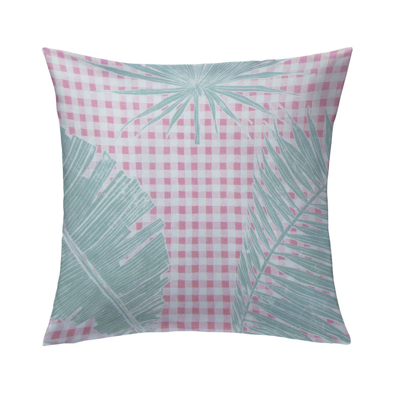 Gingham Jungle Pillow in Pink Sage