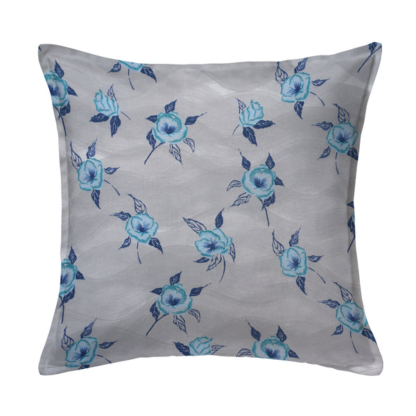 Painted Poppy Pillow in French Blue