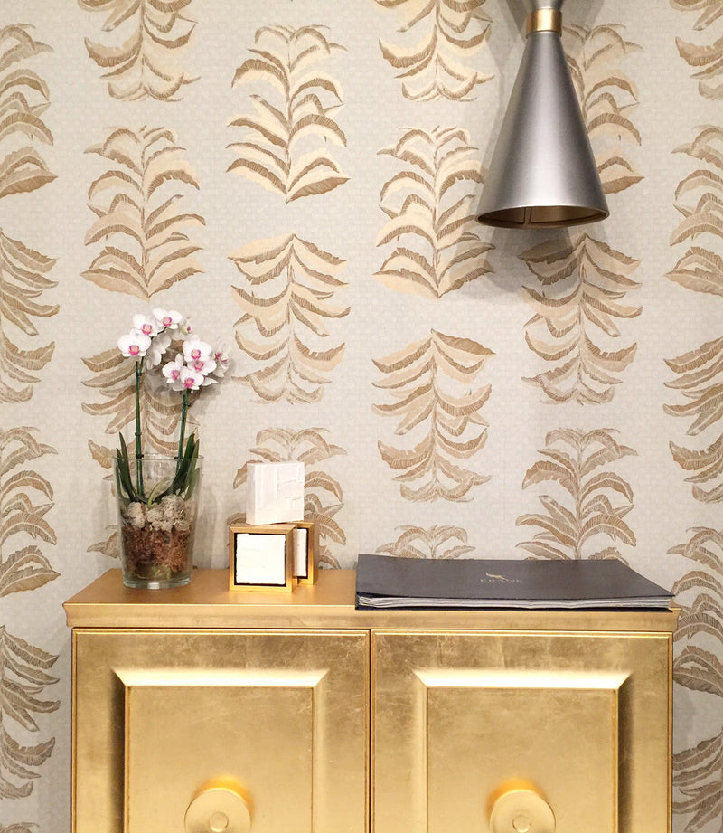 Banana Leaf Wallpaper in Gold