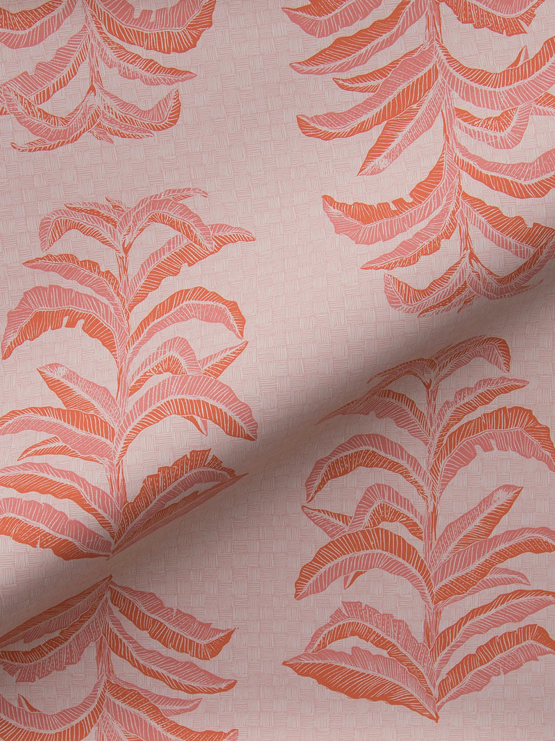 Banana Leaf Wallpaper in Coral Pink