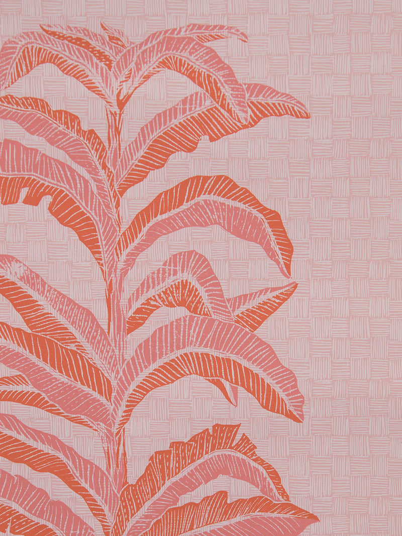 Banana Leaf Wallpaper in Coral Pink