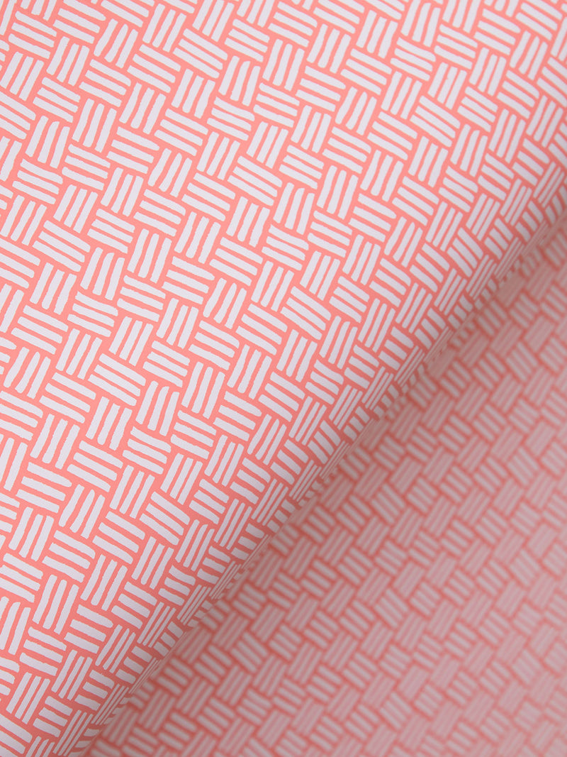 Basketweave Wallpaper in Coral Pink