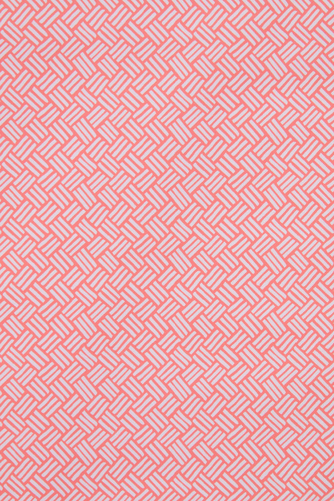 Basketweave Wallpaper in Coral Pink