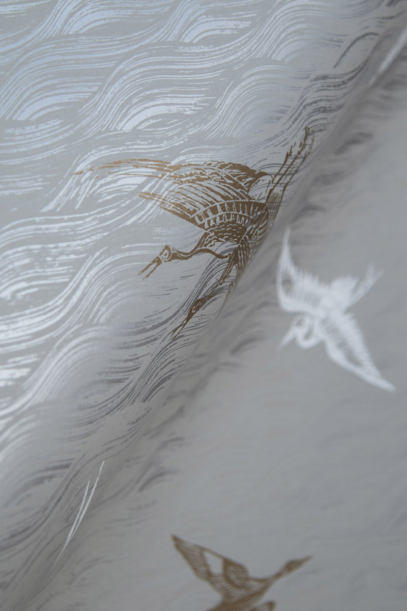 Birds Wallpaper in Silver