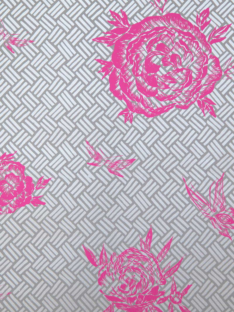 Flora Wallpaper in Fuchsia Silver