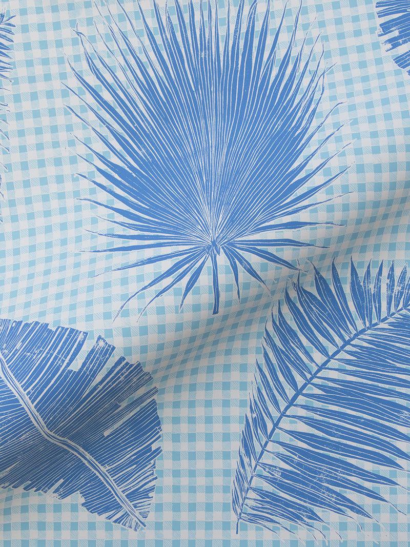 Gingham Jungle Wallpaper in Lapis