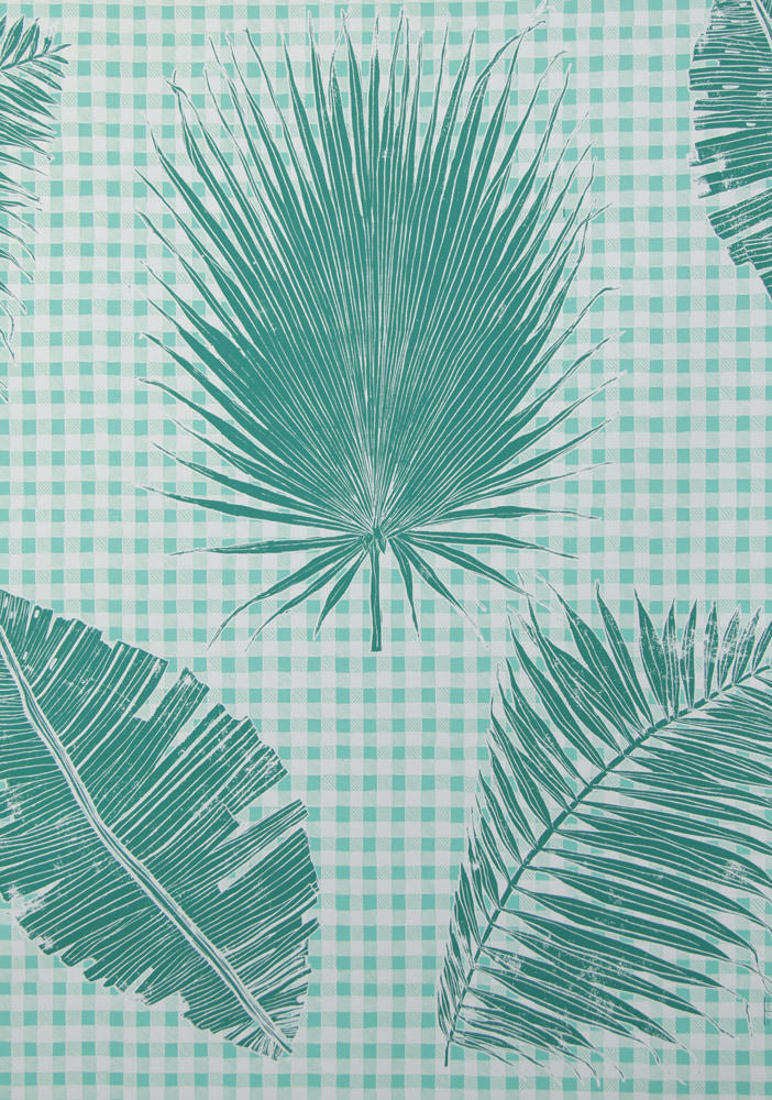 Gingham Jungle Wallpaper in Jade