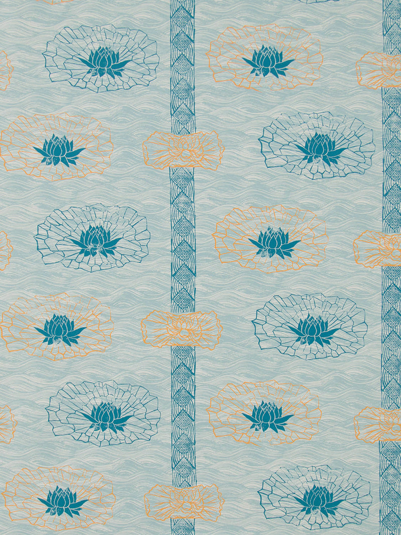 Lotus Stripe Wallpaper in Celadon