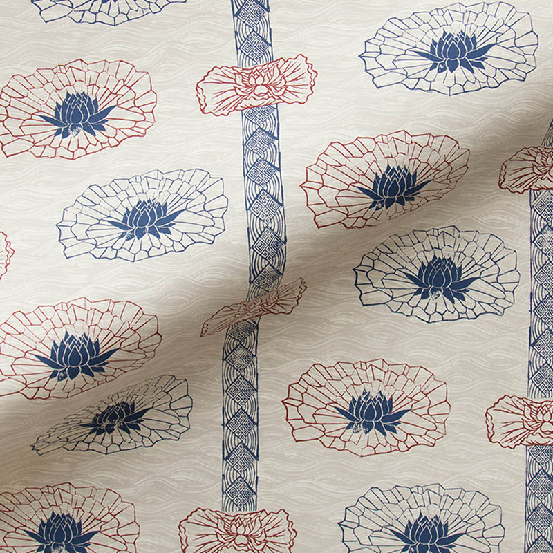 Lotus Stripe Wallpaper in Nautical