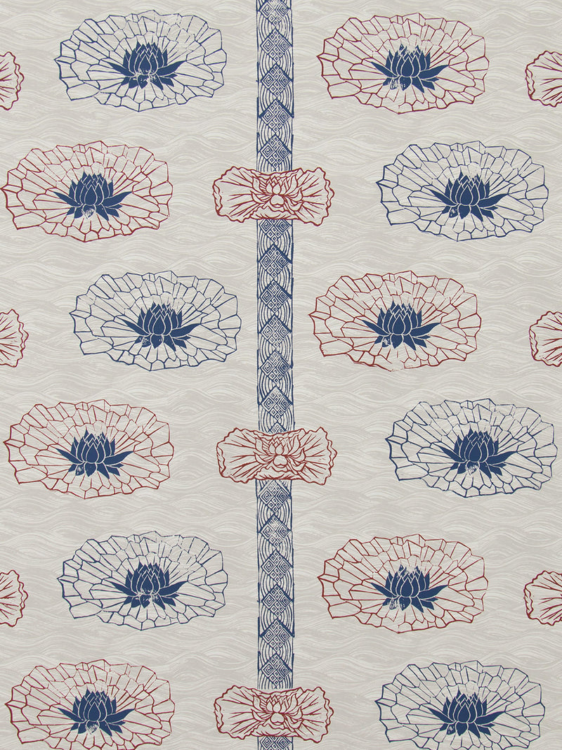 Lotus Stripe Wallpaper in Nautical