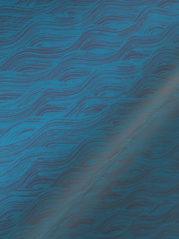 Painted Wave Wallpaper in Azure