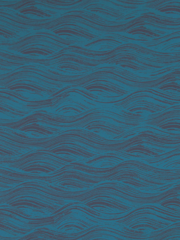 Painted Wave Wallpaper in Azure