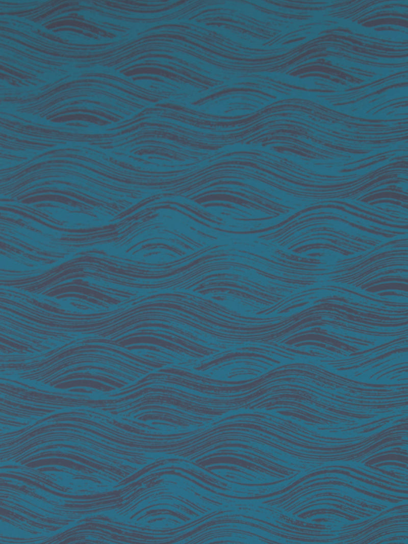 Painted Wave Wallpaper in Azure