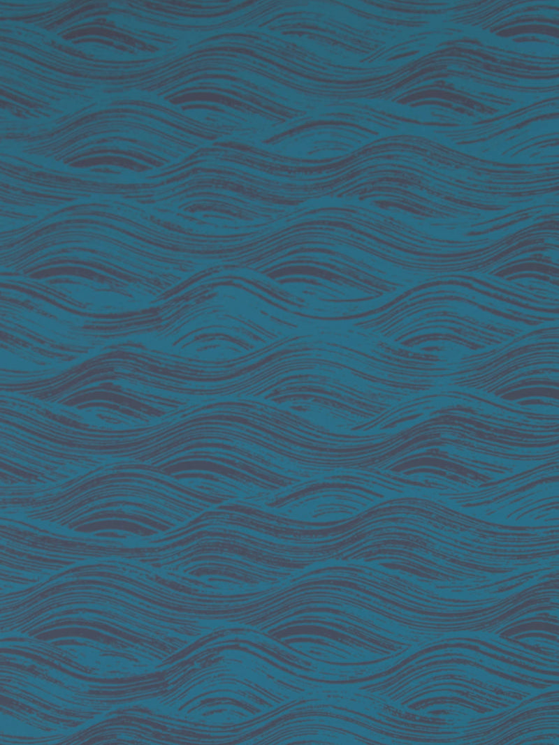 Painted Wave Wallpaper in Azure