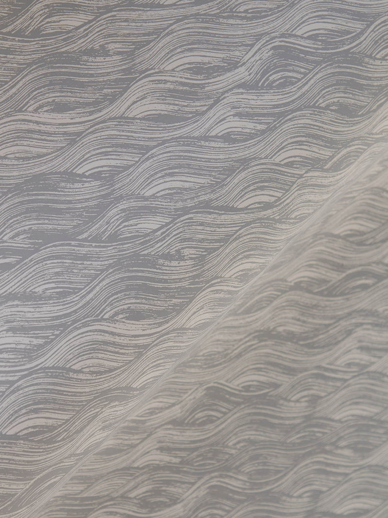 Painted Wave Wallpaper in French Grey