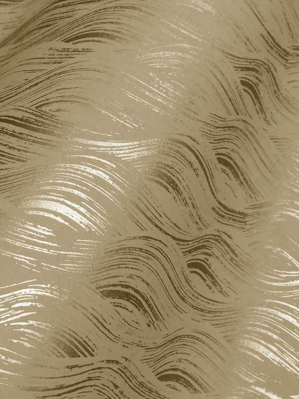 Painted Wave Wallpaper in Gold