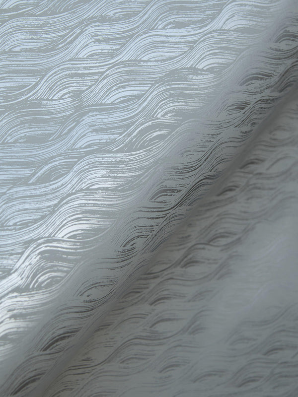 Painted Wave Wallpaper in Silver