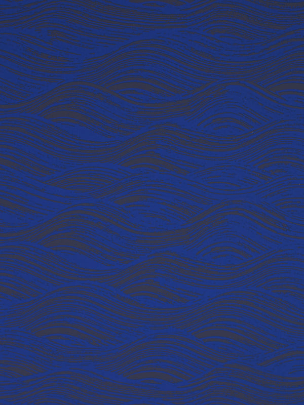 Painted Wave Wallpaper in Ultramarine