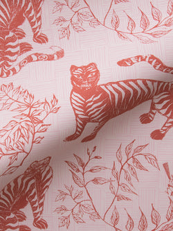 Tiger & Magpie Wallpaper in Carmine