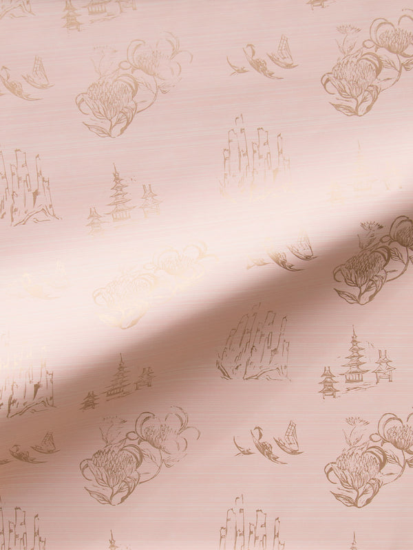 Toile Wallpaper in Blush