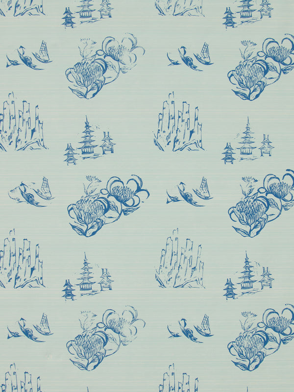 Toile Wallpaper in Mint