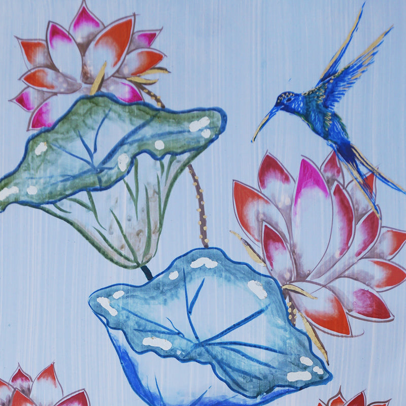 Lotus Flowers and Hummingbird