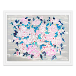 Peppermint Camellias Art Print