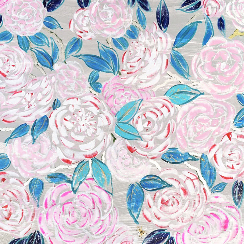 Peppermint Camellias Art Print